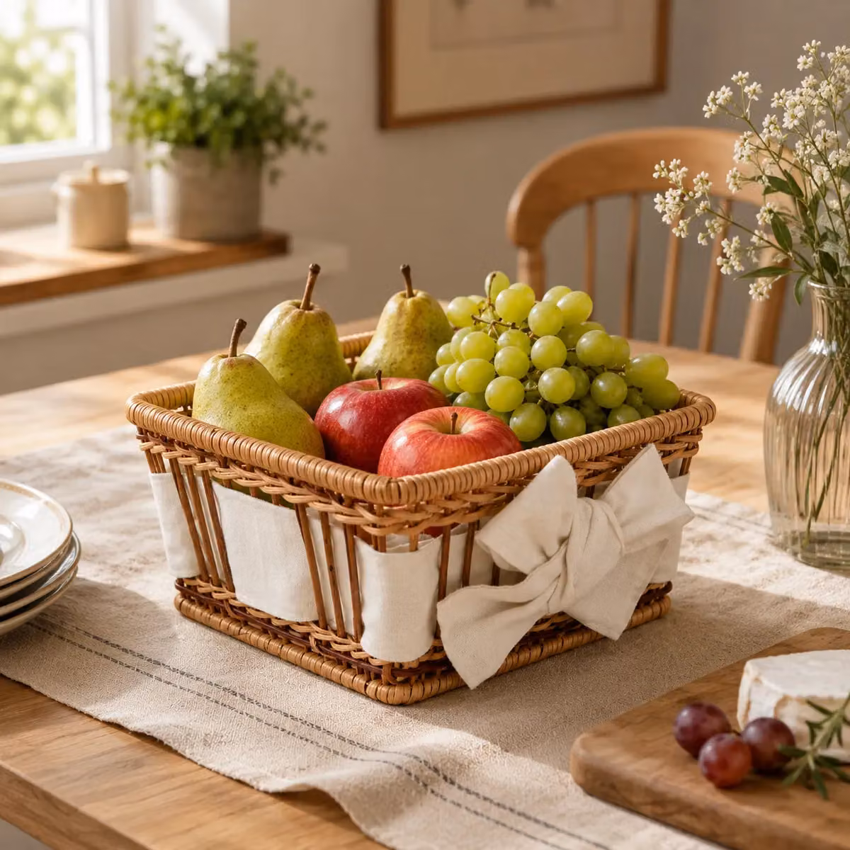 Orsina Small Fern Basket in Beige and Brown Open Weave Rattan – 3