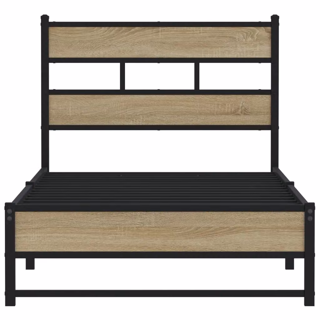 Berkfield Home Metal Bed Frame in Sonoma Oak Brown, W/D/H: 75 x 190 cm Small Single – 3