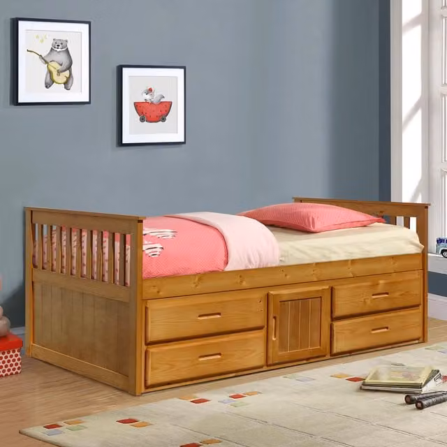 Comfy Living Captains Cabin Bed with Drawers and Storage, Caramel, W/D/H: 90 x 190 x 91.44 cm