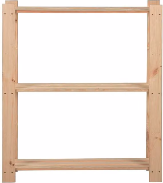 Berkfield Home 3-Tier Solid Pinewood Storage Rack in Natural, W: 80 cm, D: 28.5 cm, H: 90 cm – 1