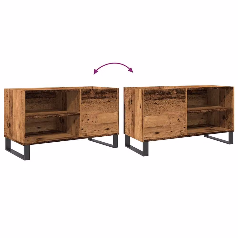 Berkfield Home Record Cabinet in Old Wood Brown, W/D/H: 84.5 x 38 x 48 cm – 6