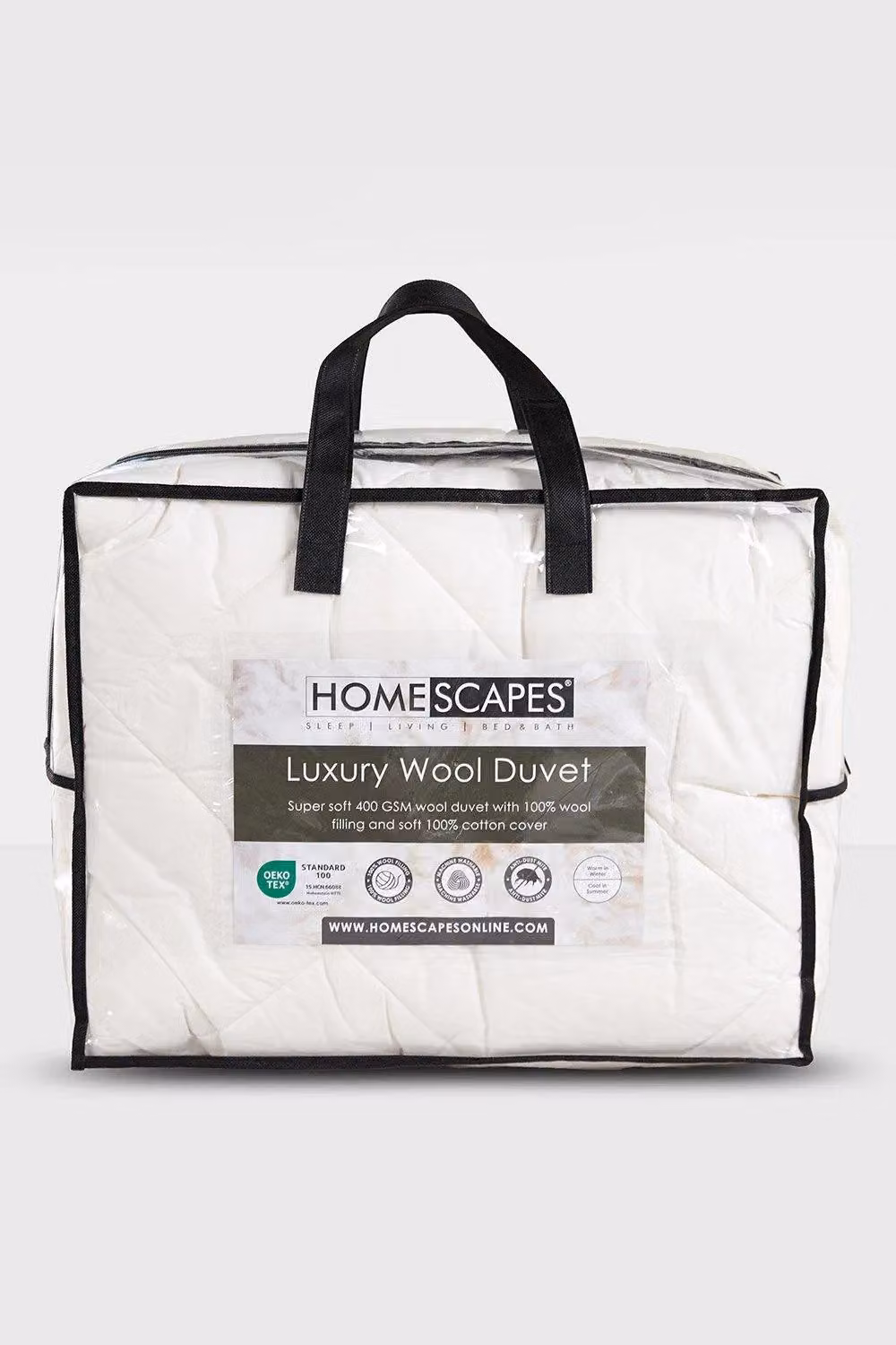 Homescapes Premium Heavy Wool Duvet in White, Double Size, Breathable Cotton and New Wool Winter Duvet – 2