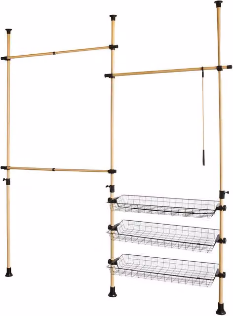 SoBuy Modern Adjustable Metal Clothes Rack with Shelving in Yellow