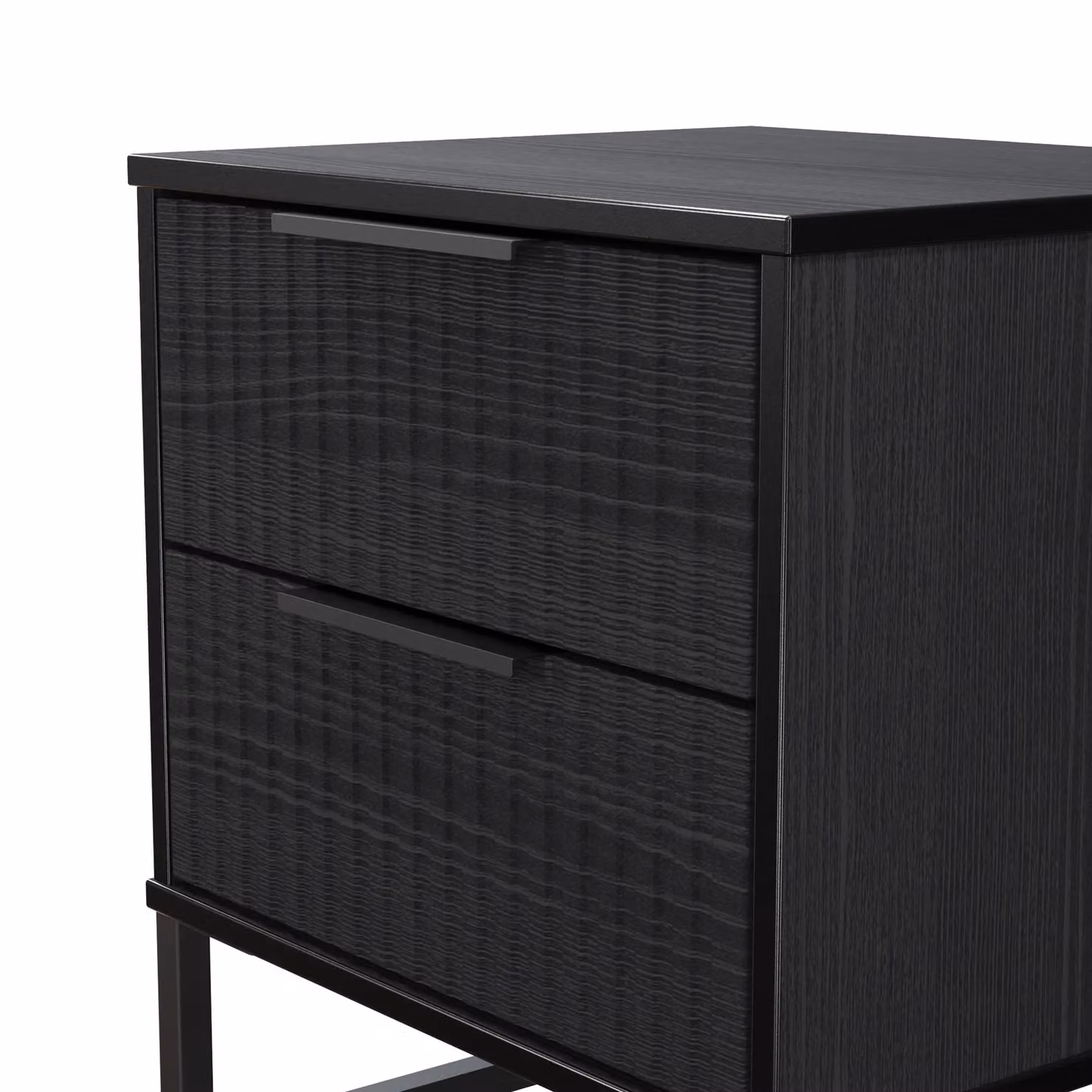 2 U Menai Ready Assembled 2 Drawer Bedside Table in Black, Small – 3