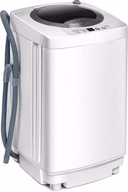 Gymax Portable 2 in 1 Full-Automatic Top Load Washing Machine in White – 1