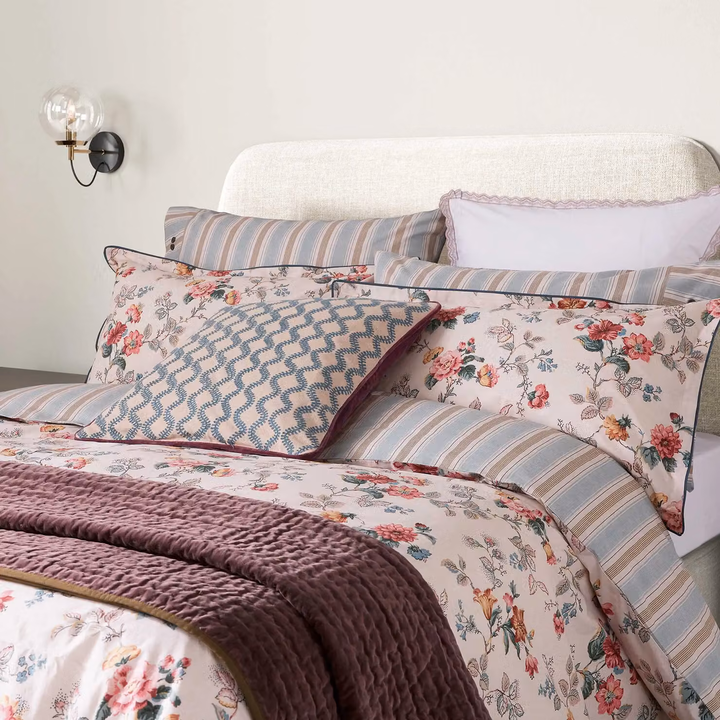 Bedeck of Belfast Elinor Floral Square Cushion, Multicolour, W/D/H: 50 x 50 x 1 cm – 2