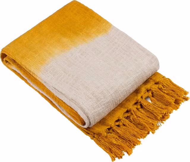 Make it a Home Mizu Dip-Dye Tasselled Cotton Throw in Yellow