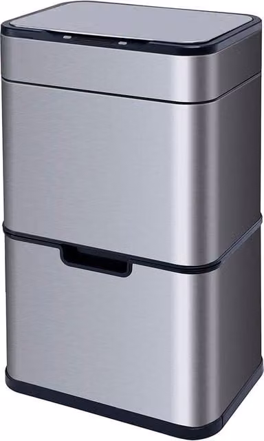 Tower 50L Ozone Recycling Sensor Bin in Grey and Silver Stainless Steel