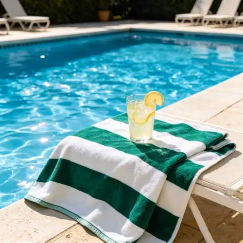Deyongs Cabana Bay Striped Beach Towel in Green, 100% Organic Cotton, W/D/H: 80 x 165 cm – 2