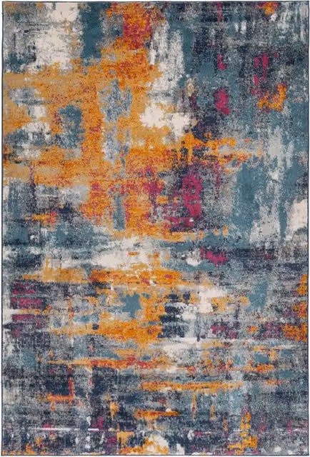 The Rug House Blue Abstract Modern Rectangular Area Rug, Multicolour, Width: 280 cm