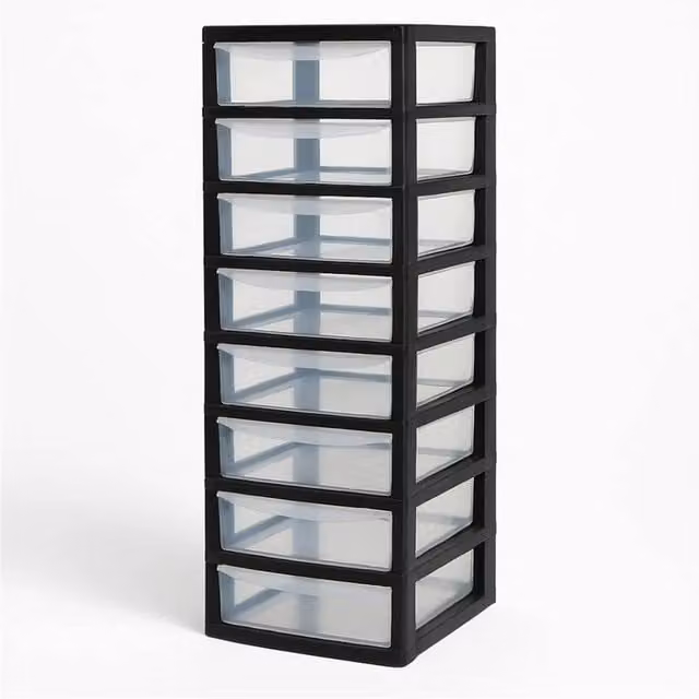 Kelvenix A4 8 Drawer Plastic Storage Unit in Black, W/D/H: 35.0 x 38.0 x 28.0 cm – 1