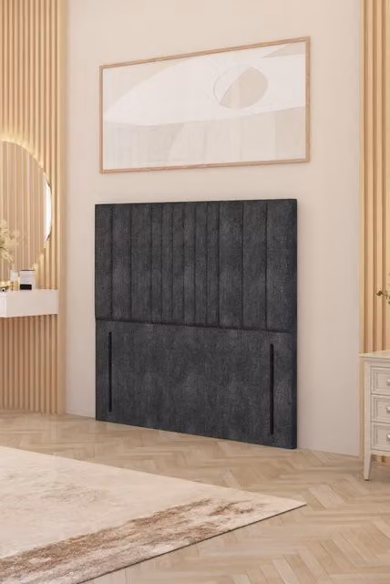 Somnior Alexas Floor Standing Headboard in Charcoal Grey Tweed Fabric, Single