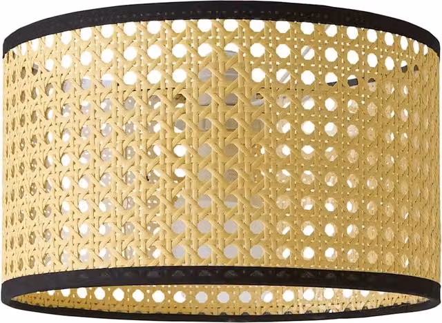 ValueLights Reni Boho Cylinder Rattan Lampshade in Beige and Yellow
