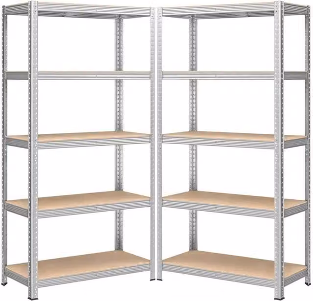 Kelvenix 5 Tier Heavy Duty Industrial Racking Shelf in Silver, W/D/H: 100 x 52 x 180 cm