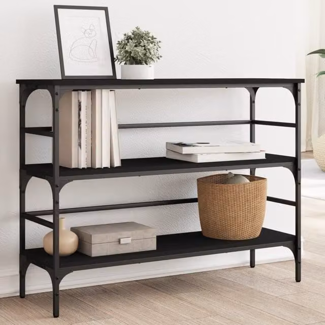 Berkfield Home Black Industrial Console Table in Engineered Wood W/D/H: 100 x 32 x 75 cm – 1