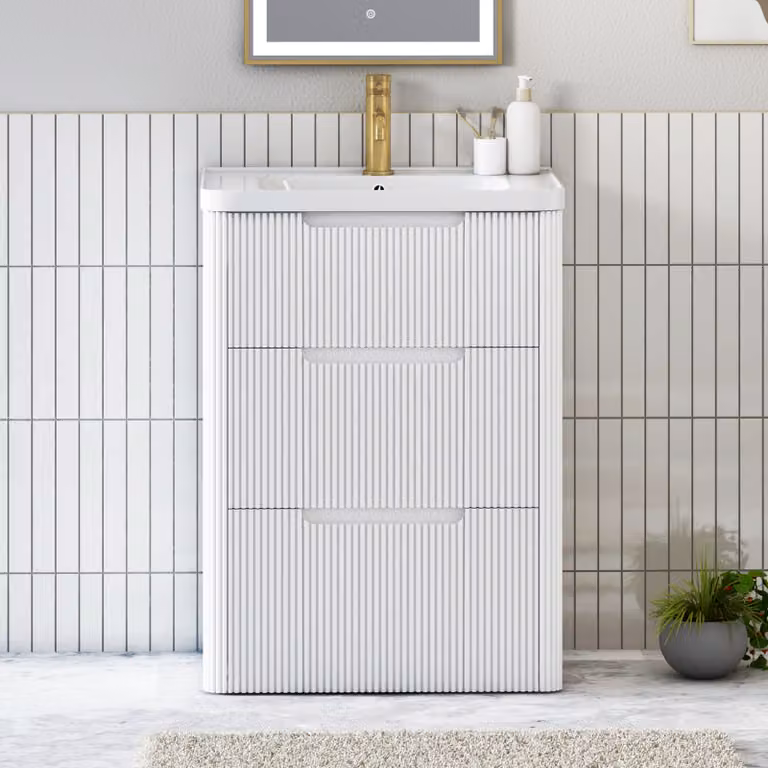 Royal Bathrooms Avenza 600mm Matt White Floor Standing 3 Drawer Vanity Unit with Optional Basin