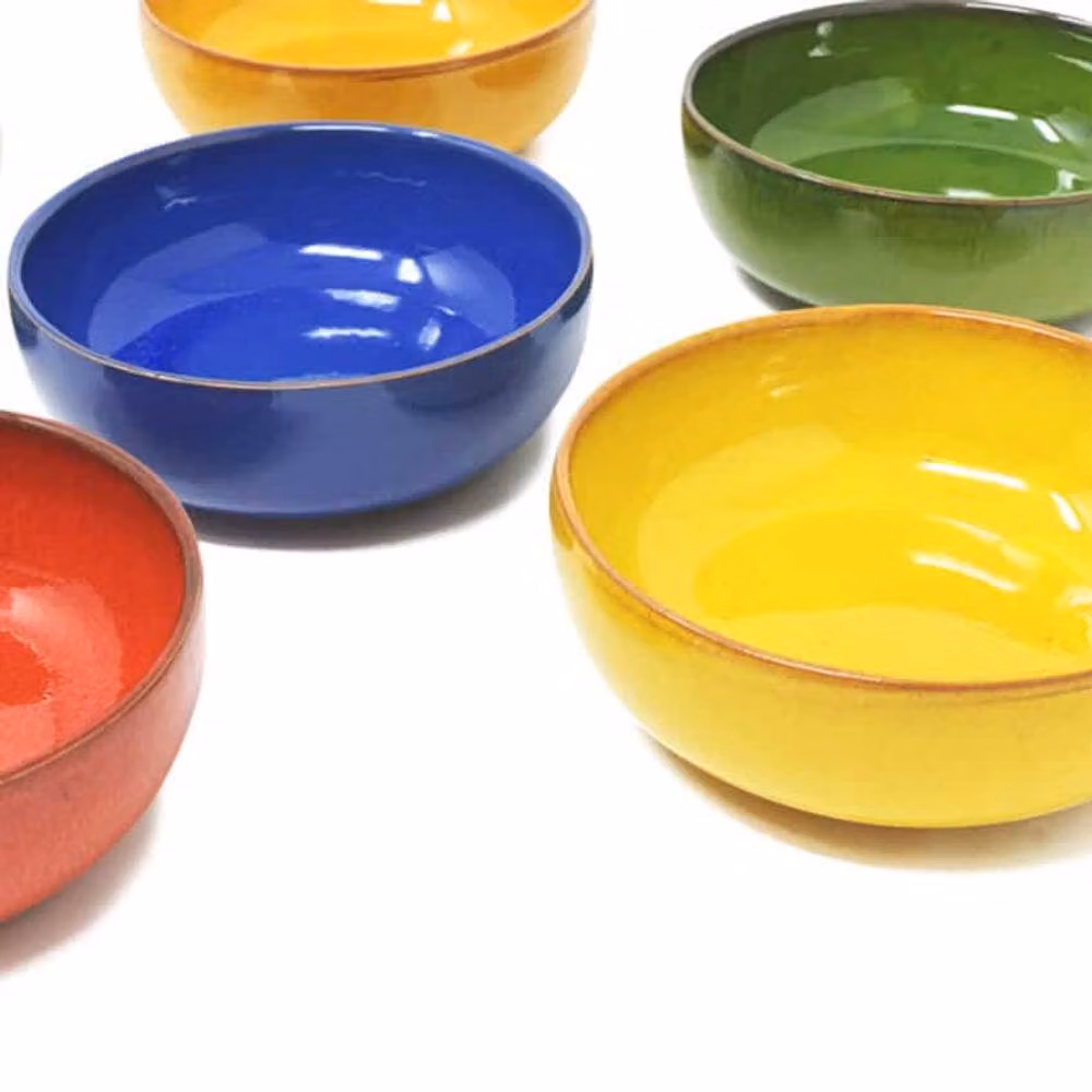 Verano Spanish Ceramics Selena Glazed Hand Dipped Small Bowls, Set of 6, Orange and Multicolour, Diameter: 10 cm – 2