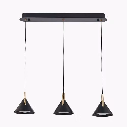 Ruma Modern 3 Drop LED Suspended Ceiling Light in Black and Gold/Brass – 2