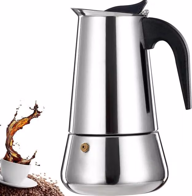 Havendro Stainless Steel Espresso Maker Moka Pot Coffee Percolator in Silver