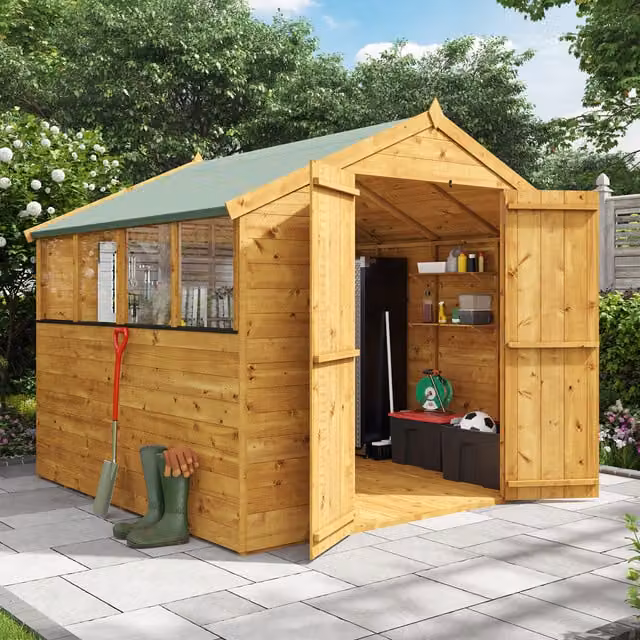 BillyOh Rustic Wooden Apex Gable Shed with Window in Brown