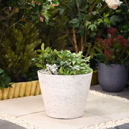 Garden Gear Lily White and Grey Stone-Effect Planters, Set of 2, Diameter: 36.5 cm, Height: 29 cm – 2