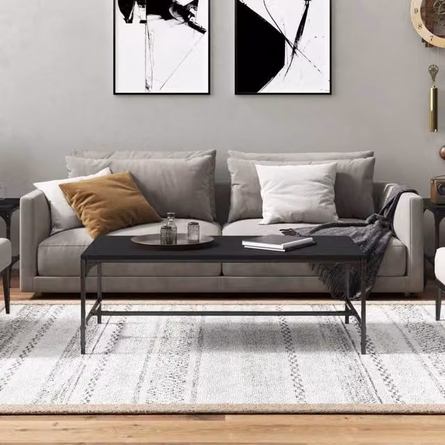 Berkfield Home Modern Black Decorative Coffee Table, W/D/H: 100 x 50 x 35 cm