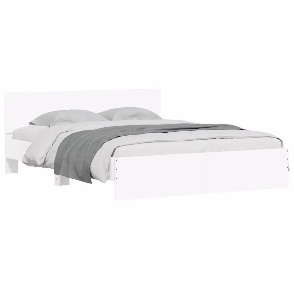 Berkfield Home King Size Bed Frame in White with LED Under-Bed Lighting and USB Charging Ports, W/D/H: 150 x 200 cm – 2