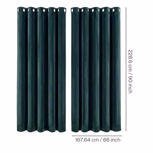 MARLOW Velvet Blackout Eyelet Curtains, Green, 2 Panels, Width: 168 cm, Height: 229 cm – 7