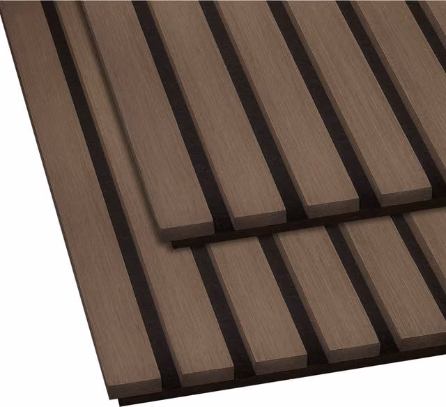 Fuse Pack of 2 Acoustic Wooden Wall Panels in Smoked Oak, W: 60 cm, H: 240 cm