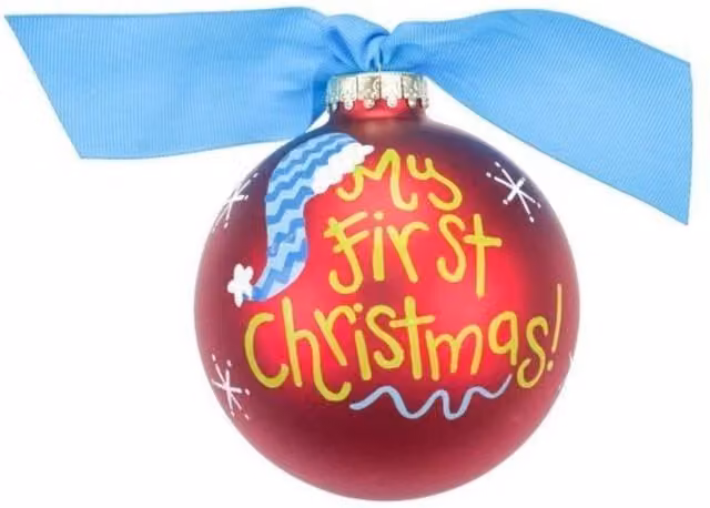 KDMD Coton Colors My First Christmas Red Glass Bauble, Diameter: 10 cm