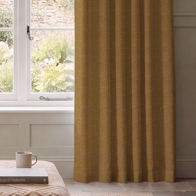 HOUSE Llewelyn-Bowen Tetbury Made To Measure Semi-Transparent Chenille Fabric Curtains in Dijon Gold