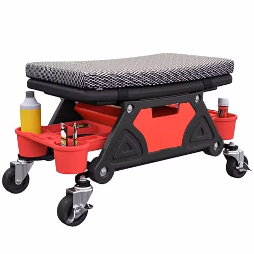 HOMCOM Rolling Mechanic Stool, Black – 1