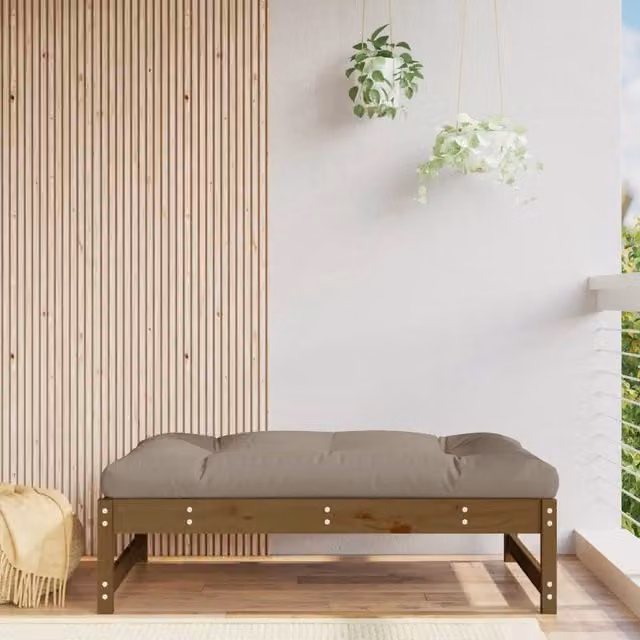 Berkfield Home Rustic Garden Footstool in Honey Brown, Solid Pine Wood, W: 120 cm, D: 80 cm