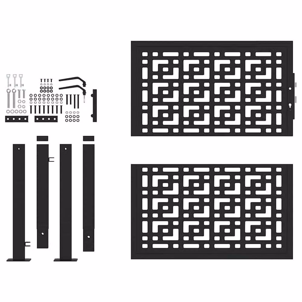Berkfield Black Steel Garden Gate with Cross Design W: 105 cm, H: 106 cm – 4
