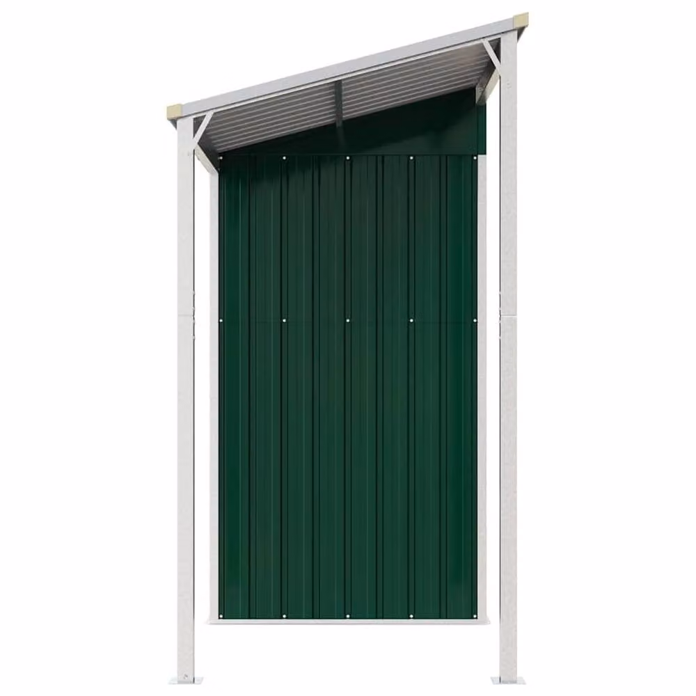 Berkfield Home Garden Pent Shed with Extended Roof in Green, W/D/H: 277 x 110.5 x 181 cm – 4
