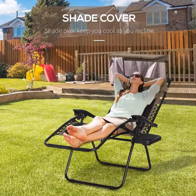 Outsunny Zero Gravity Folding Reclining Lounger Chair in Brown
