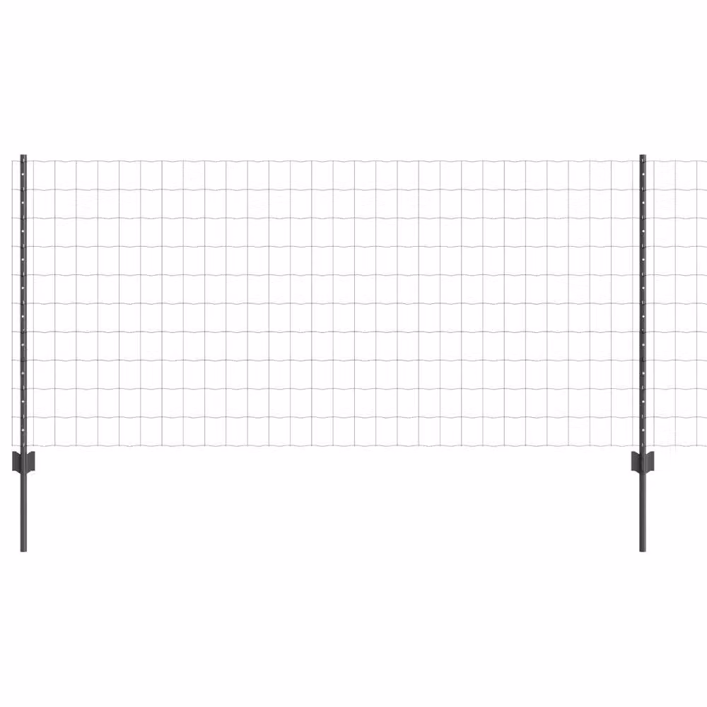 Berkfield Home Euro Fence Steel U-Profile with 10 U Posts, Grey, W: 10 m, H: 1 m – 2