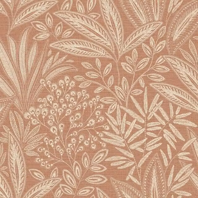 Crown Sahara Botanical Floral Wallpaper in Orange