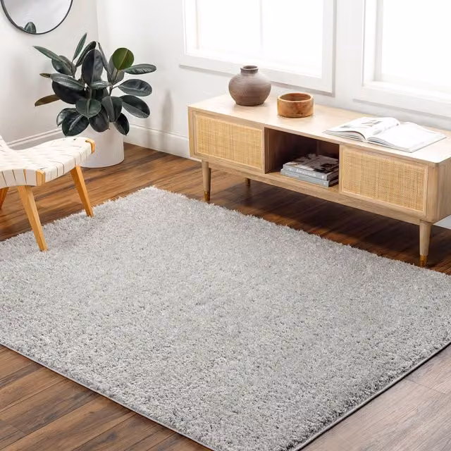 Livabliss Moda Shag Soft Plush Pile Living Room and Bedroom Rug in Light Grey, W: 120 cm, L: 180 cm