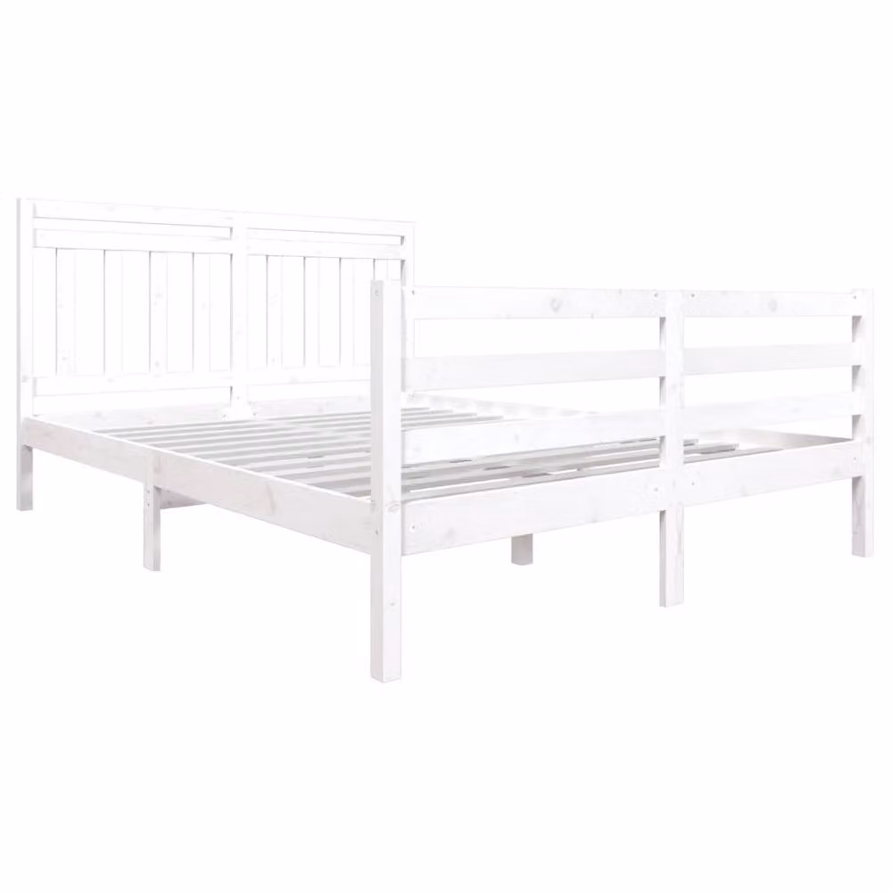 Berkfield Home White Solid Pine Wood Bed Frame W/D/H: 160 x 200 cm – 2