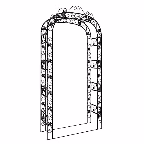 vidaXL Black Steel Garden Arch Climbing Frame W/D/H: 116 x 45 x 240 cm