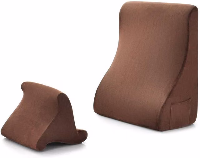 Kelvenix 4 in 1 Brown Bed Wedge Pillow with Side Pockets for Neck, Shoulder, Back and Knee Support – 1