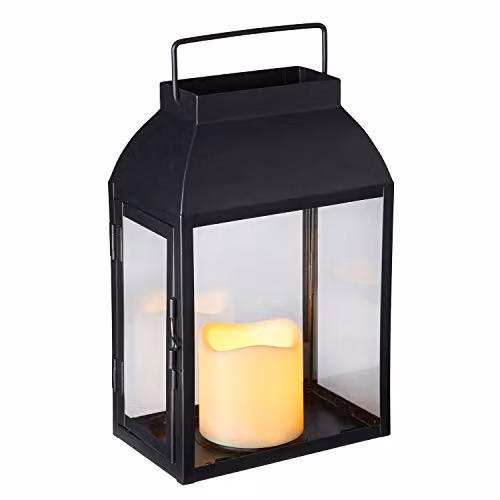 Lights4fun Devon Black Metal Battery Operated Waterproof Outdoor Garden Candle Lantern with Warm White LED, Height: 35 cm – 3