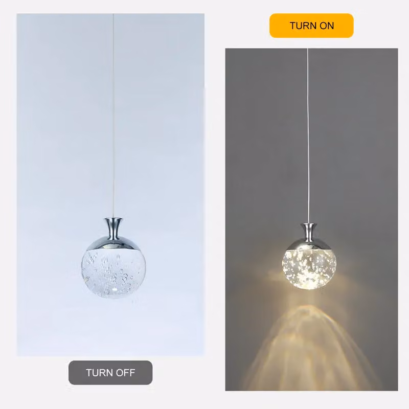 Garwarm 1 LED Single Pendant Light in Chrome with Transparent Glass Sphere – 6