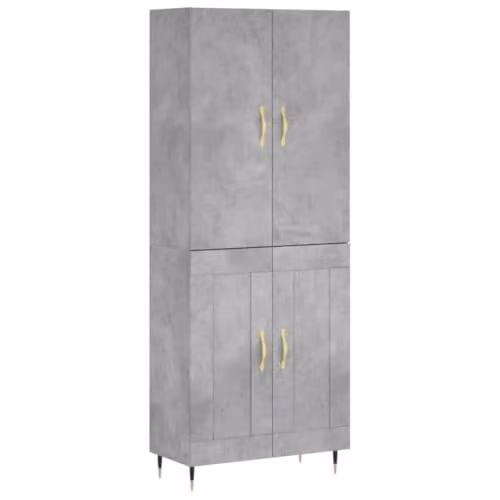 vidaXL Modern Highboard in Concrete Grey with Hinged Doors, W/D/H: 69.5 x 34 x 180 cm – 1