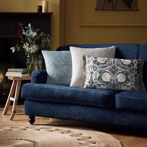 William Morris at Home Pimpernel Floral Cotton Filled Rectangular Cushion, Blue and Yellow, W: 60 cm, H: 40 cm, D: 40 cm – 2
