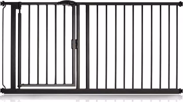 Safetots Pressure Fit Self Closing Stair Gate in Matt Black, Width: 154.5 cm to 161.2 cm