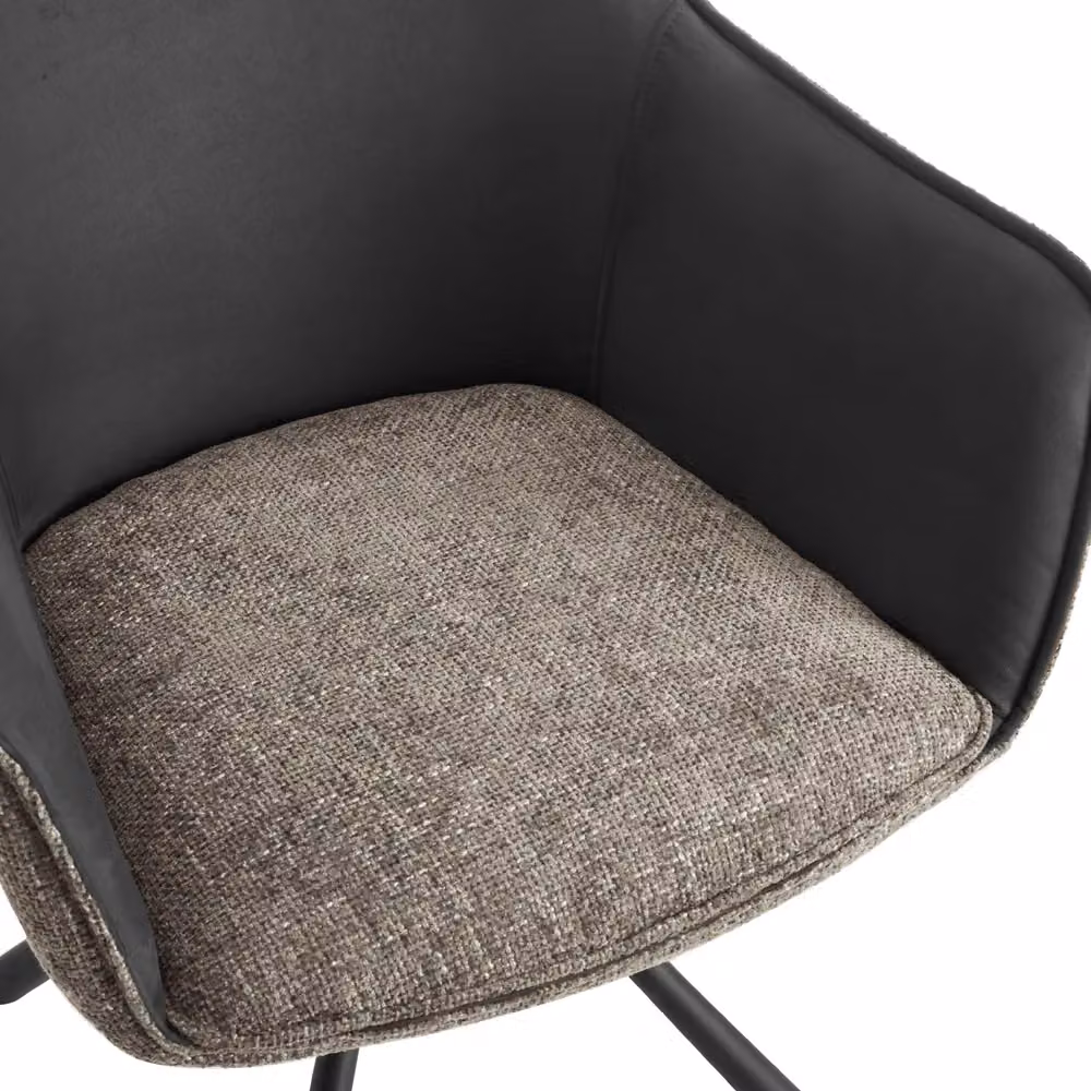Home Detail Lisbon Fabric Swivel Dining Chair Set of 2, Grey and Beige – 3