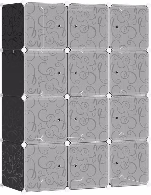 HOMCOM Modular White Plastic and Metal Wardrobe Organiser with Hanging Rod for Bedroom Clothes Storage, W/D/H: 111 x 40 x 145 cm