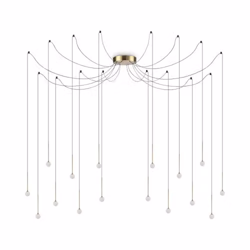 Ideal Lux LUCCIOLA 16 Light LED Cluster Pendant Ceiling Light in Brass with Warm White 3000K Glow